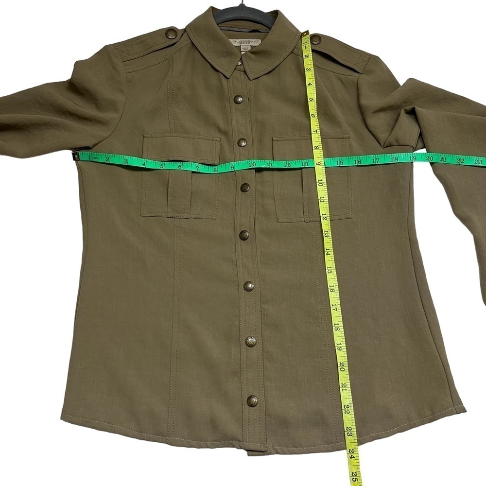Burberry Brit Snap Button Down Shirt Women’s Size S Tan Safari - Picture 6 of 13